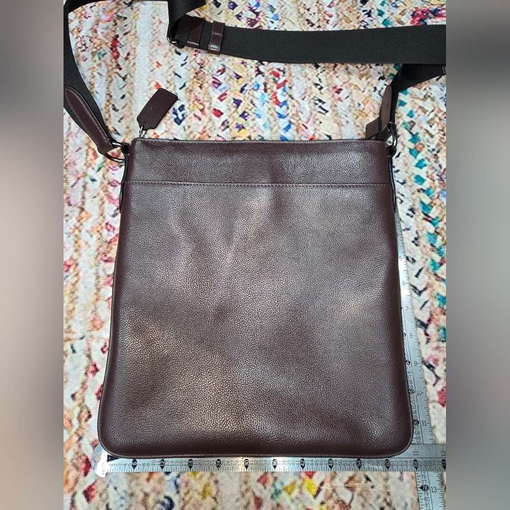 Coach Charles Brown Messenger Bag with Orange and Gray Stripes - Picture 2 of 6